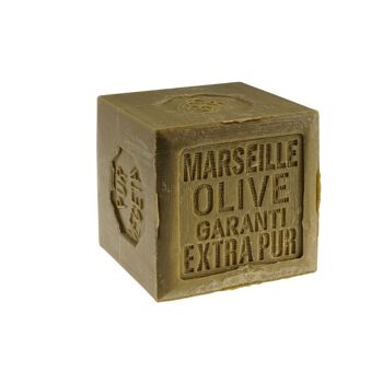 Savon de marseille vert, à base d'huile d'olive, cube de 600g filmé 2