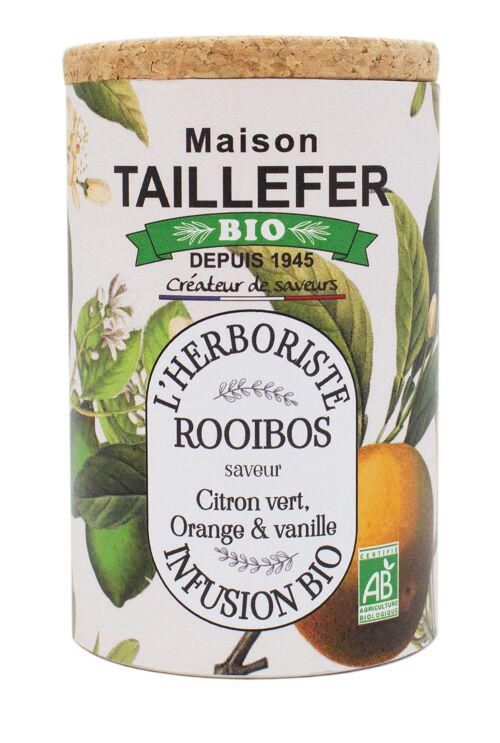 Infusion bio rooibos, citron vert, vanille et orange 80g