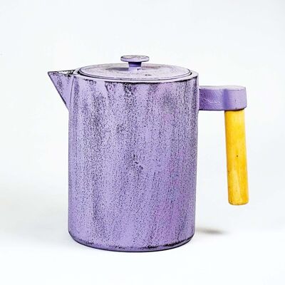 Tetera Kohi, tetera de hierro, cafetera fabricada en hierro fundido de 1,2l de capacidad, violeta