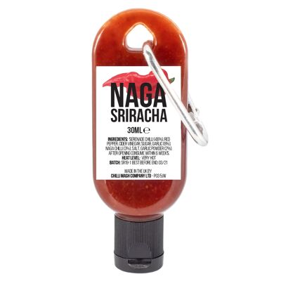 Porte-clés sauce piquante Mini Naga Sriracha | 30ml | Chili Mash Company Ltd | Expédié complet