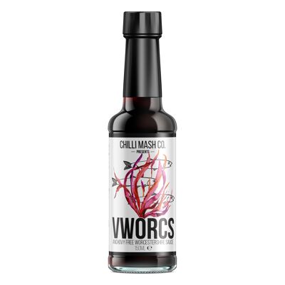VWorcs Sardellenfreie Worcestershire-Sauce | Chili Mash Unternehmen | 150 ml