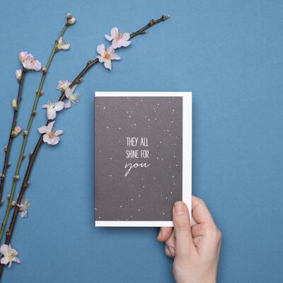 Dark blue card with a star motif and the saying 'They all shine for you' - perfect for giving and commemorating | My Pretty Circus