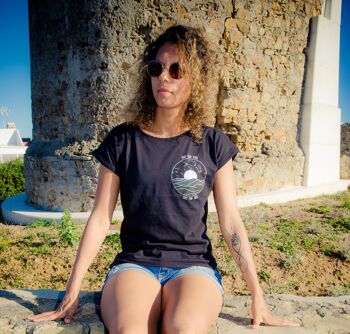 T-shirt à manches retroussées Save Our Skies, Save Our Seas pour femmes - Noir 5