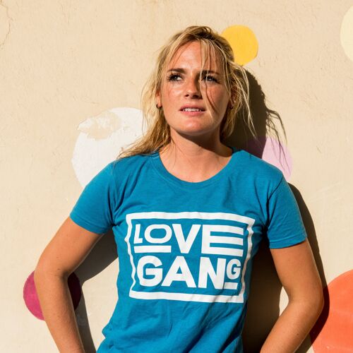 Women's fitted vegan tee - Recycled polyester ove Gang - Blue