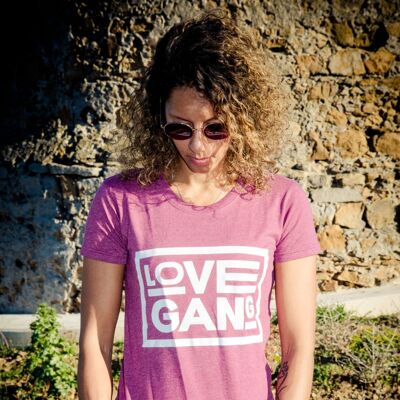 Women's fitted vegan tee - Recycled polyester ove Gang - Plum