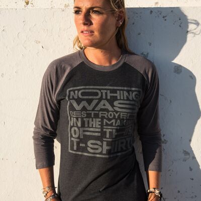 Unisex Baseball T - Dark Grey with Light Grey sleeves