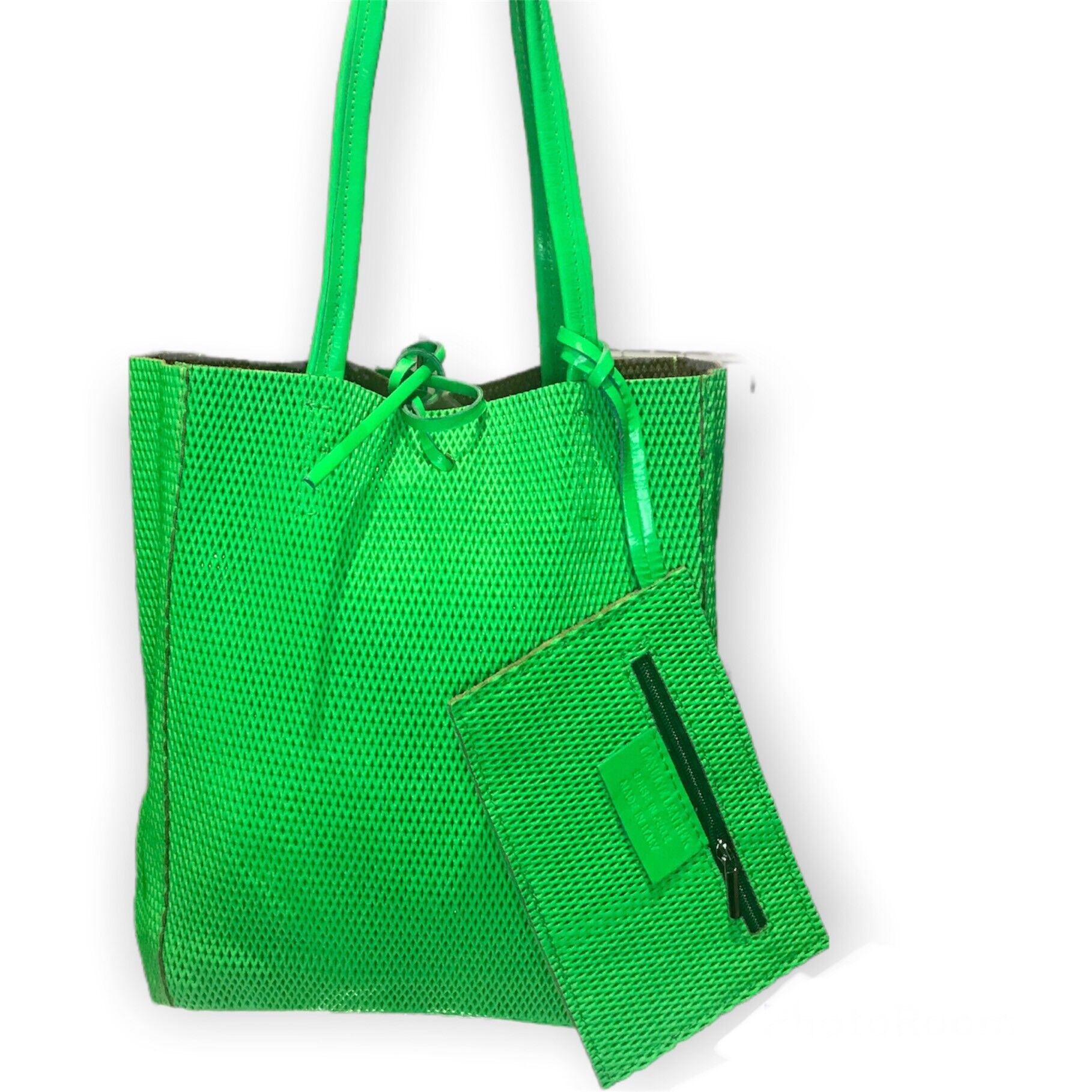 Borsa in pelle verde fluorescente