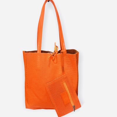 Fluoreszierende Ledertasche Orange