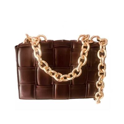 Chocolate Braided Chain Shoulder Bag