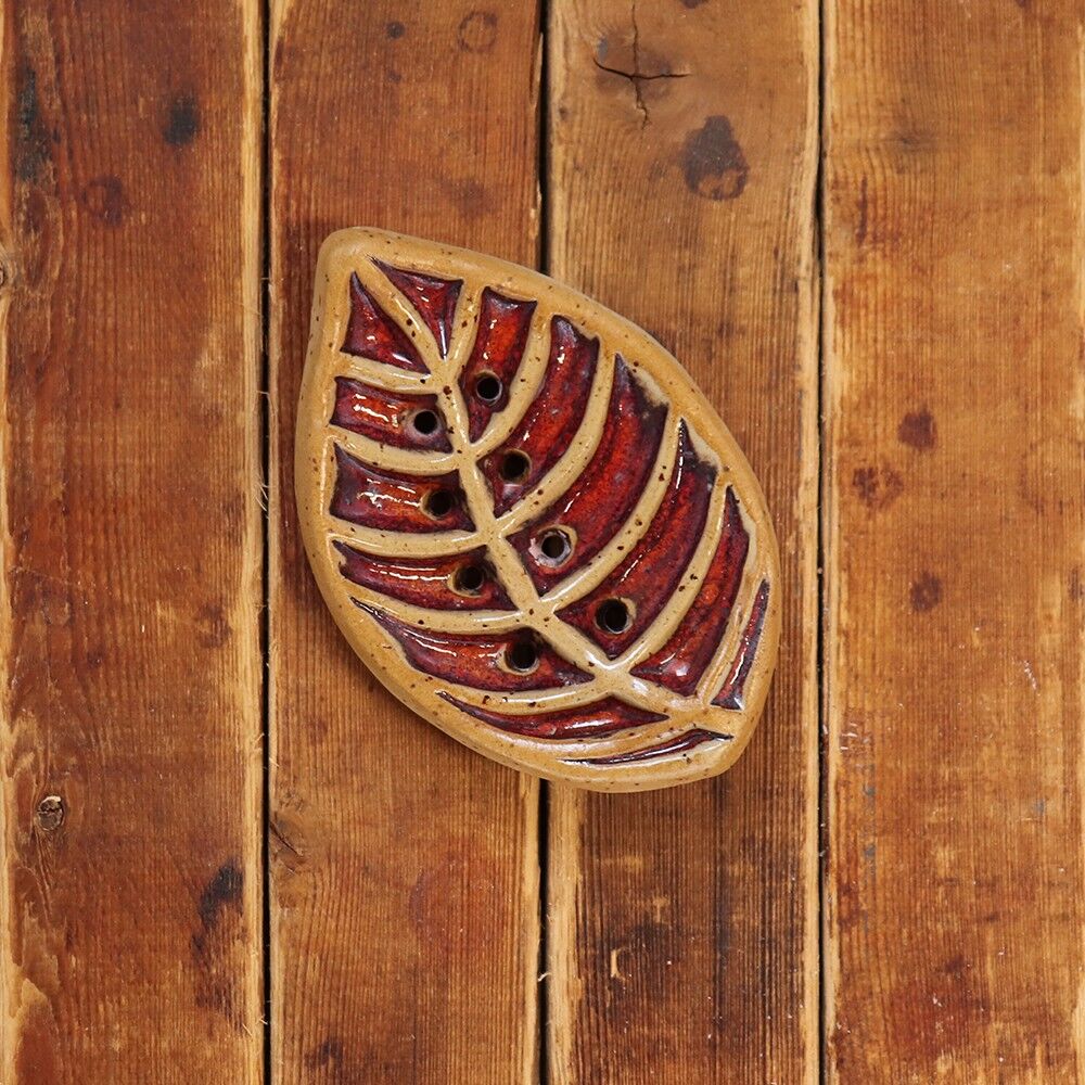 Seifenschale Keramikblatt - Rostrot