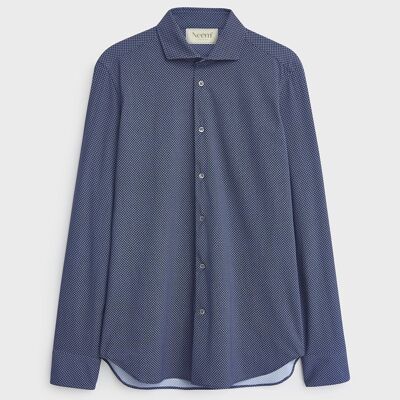 Recycled Italian Navy Como Print Comfort Shirt