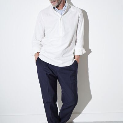 Recycled White Nehru Collar Shirt