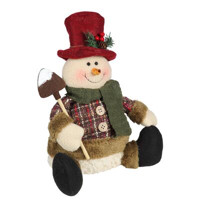 Muñeco de nieve - sentado con pala