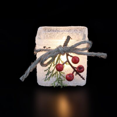 Xmas glass square - berries