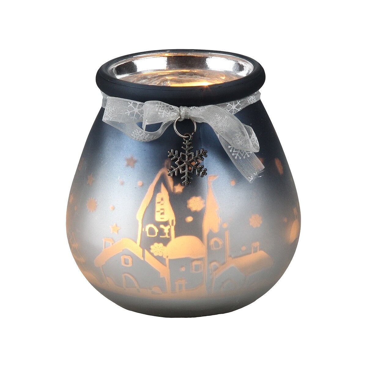 Bicchiere di Natale - blu - bulboso - medio