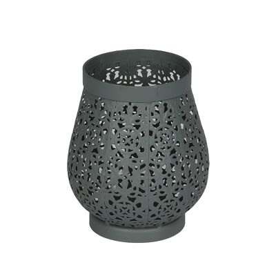 Metal lantern in gray - (H) 16cm