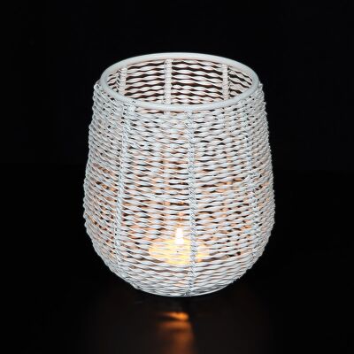 Wire Candlestick White - (H) 13 cm