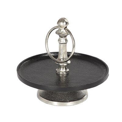 Cake stand 1 tier silver and black