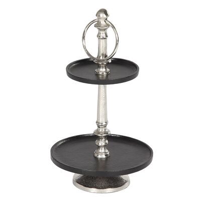 Cake stand 2 levels silver and black