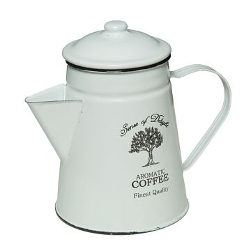 Cafetière ancienne en émail blanc