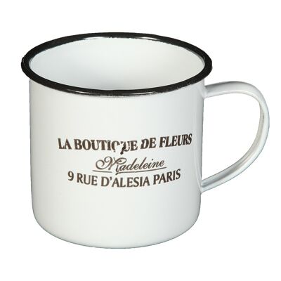 Mug DE FLEUR en émail blanc antique