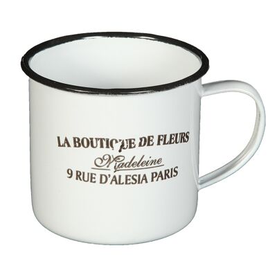 DE FLEUR mug in antique white enamel