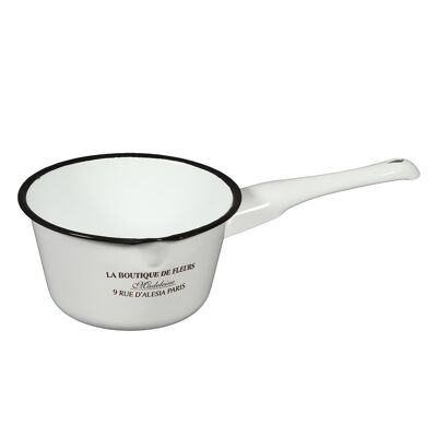 Antique white enamel saucepan