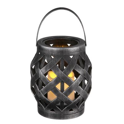 Lanterna in bambù con candela LED/nera