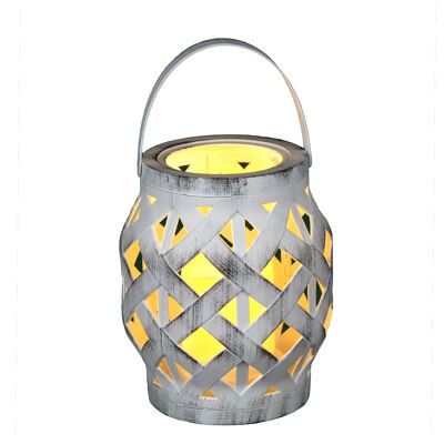 Lanterne en bambou avec bougie LED en blanc