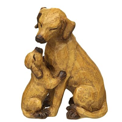 Hund mit Welpe - sitzend, klein in Braun