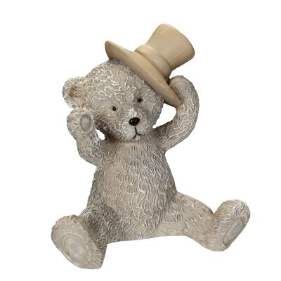 Ours avec chapeau en gris - (H) 7 cm