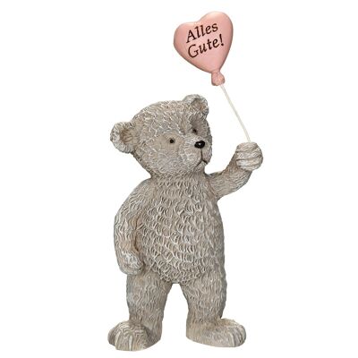 Orso "All the best heart" in grigio (H) 10 cm