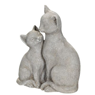 Katze mit Kätzchen in Grau - (H) 21 cm