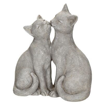 Coppia di gatti in grigio - (H) 22 cm