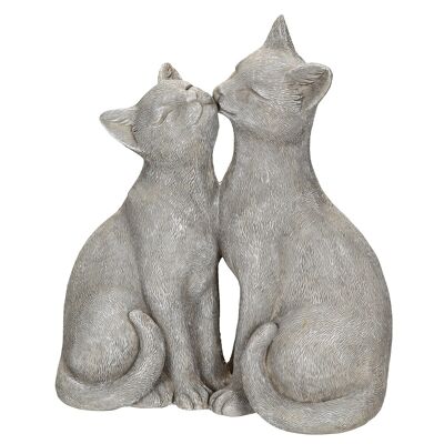 Pareja de gatos en gris - (H) 22 cm