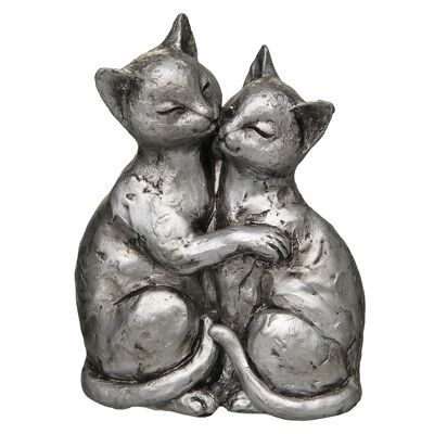 Pair of Cats in Antique Silver - (H) 15 cm