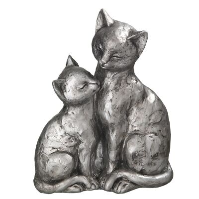 Katzen-Paar in Antiksilber - (H) 22 cm