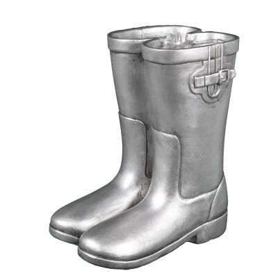 Pair of rubber boots in antique silver
