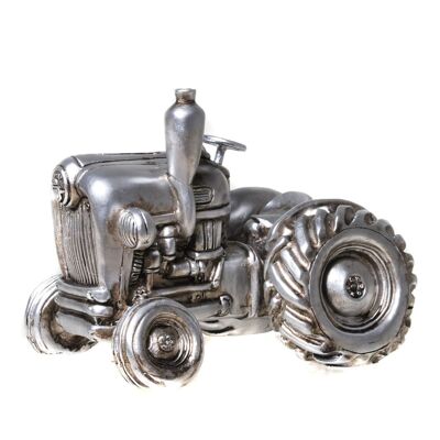 Money box - Tractor in antique silver