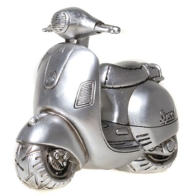 Money box - scooter in antique silver