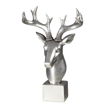 Figurine cerf - tête en argent vieilli