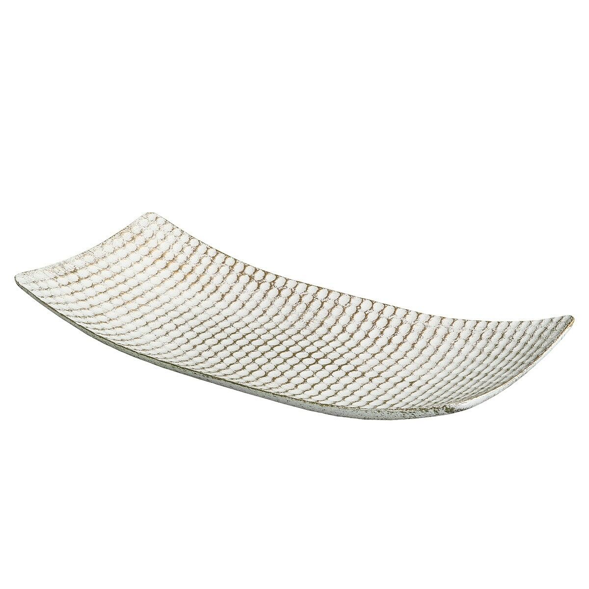 Decorative bowl made of wood - square in antique white