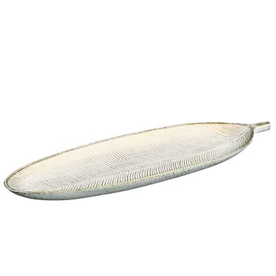 Decorative bowl wood - long leaf antique white