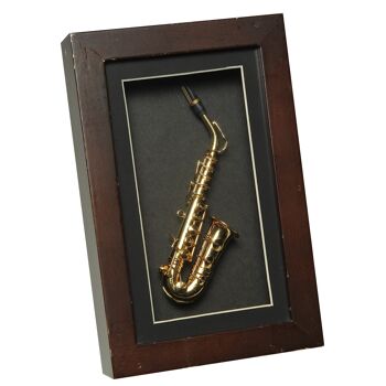 Saxophone dans cadre 22x14cm