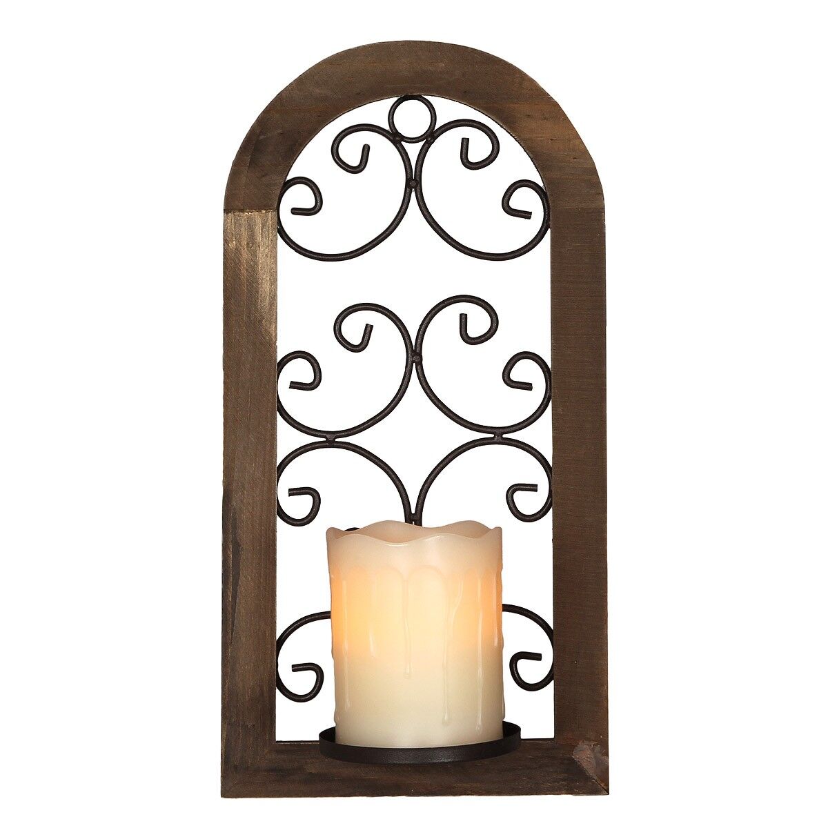 Portacandele da parete / legno bruciato/ferro