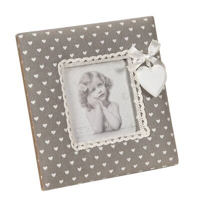 Fabric photo frame in gray - 16 x 16 cm