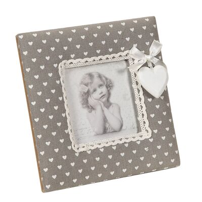 Cadre photo en tissu gris - 16 x 16 cm