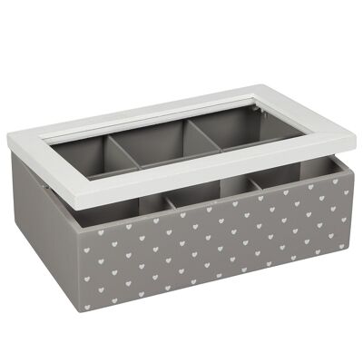 Caja de té gris / blanca - (H) 23 cm