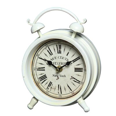 Reloj de mesa de metal - blanco 16cm