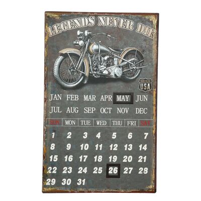 Metal picture calendar - biker 25x40cm